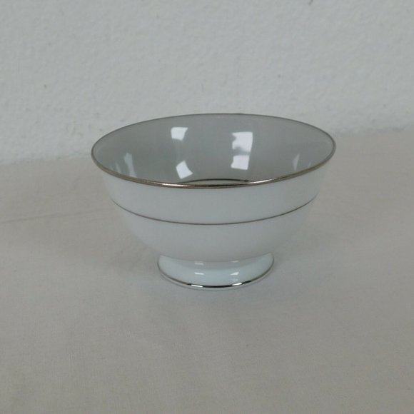 Set Noritake Grayburn Footed Cup 2.25" tall & Saucer 5 5/8" dia Platinum Trim - Picture 8 of 10